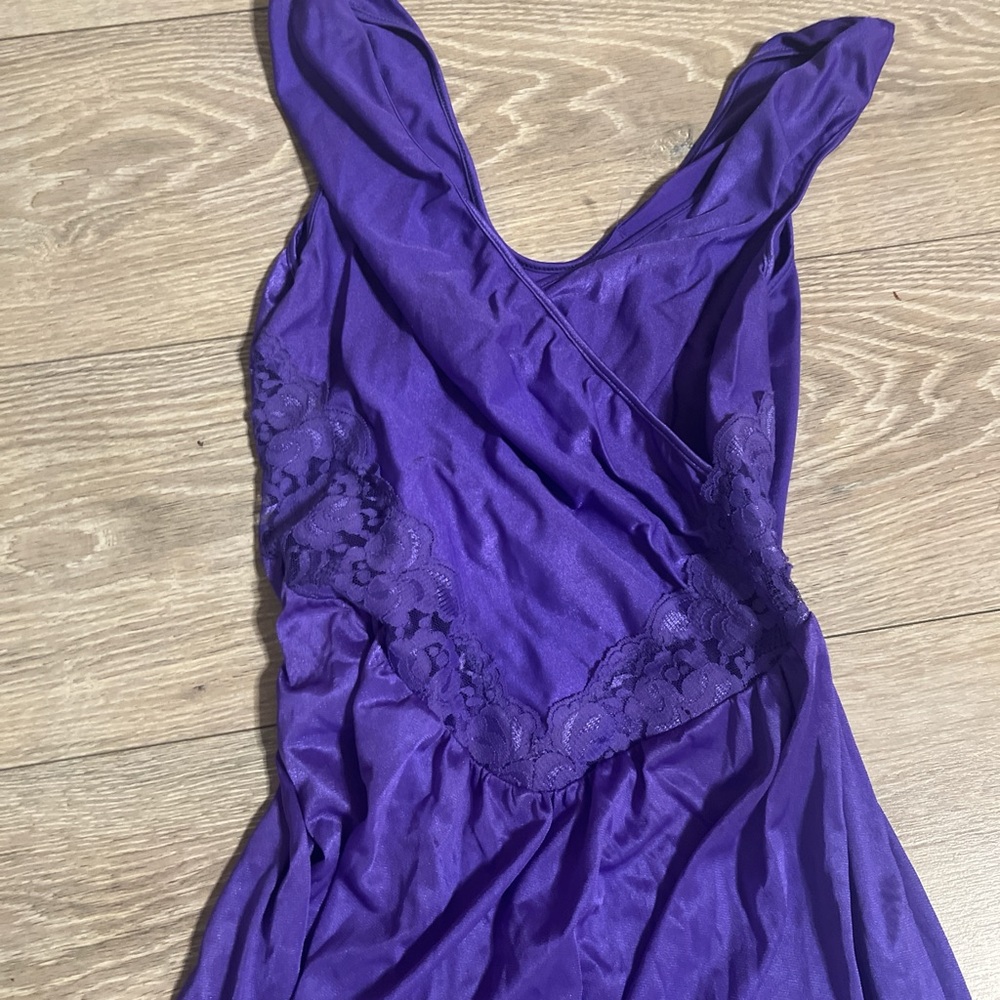 Purple vintage nylon  Lace Detail Dress - Picture 3 of 3